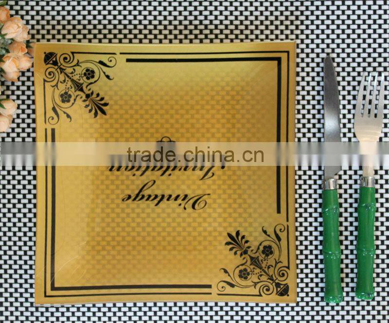 beautiful and fashionable square tempered glass plate