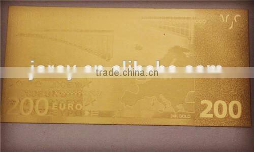 Gold plated banknotes gold 24k gold embossing Euro / US banknotes