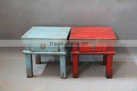 solid wood antique small stool with drawer