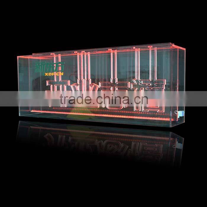 2015 new acrylic ice sculpture with LED lights, LED edge sign