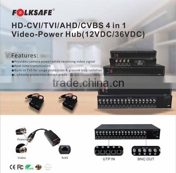 8 channel TVI AHD CVI CVBS 4 in 1 Video-Power Hub FS-HD4608VPS-12VDC