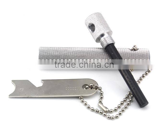 Survival Emergency metal flint magnesium fire starter with compass and bottle opener