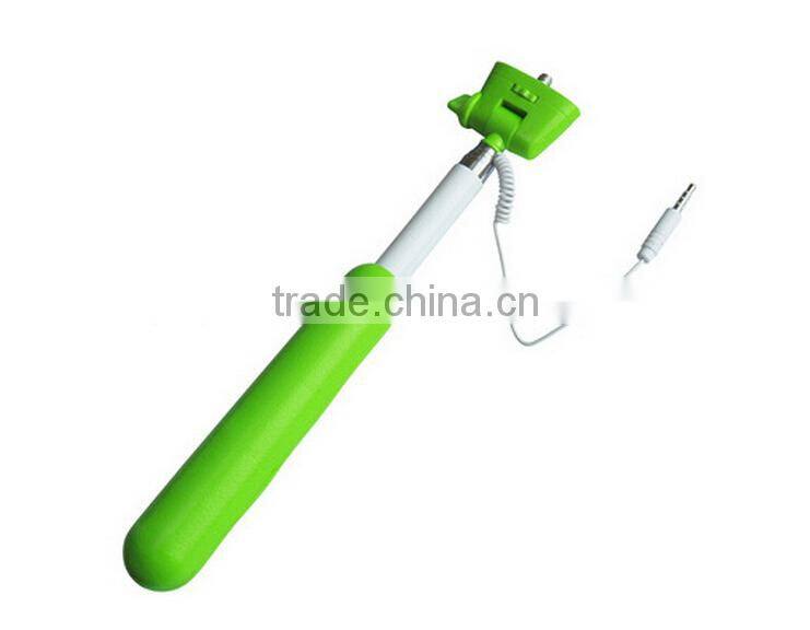 Extendable camera tripod monopod selfie stick with cable