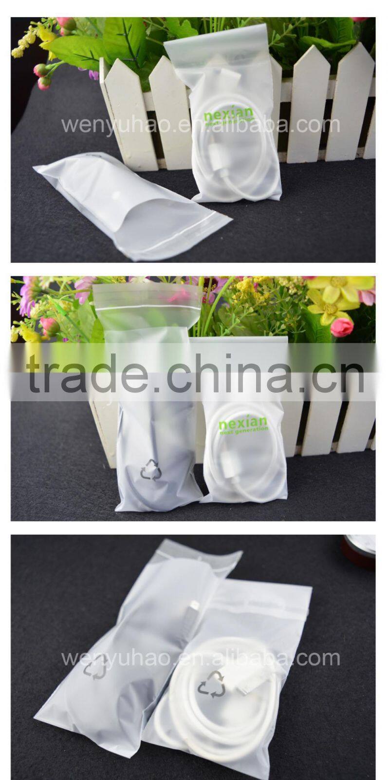self-adhesive CPE USB packaging plastic frosted cpe bags factory wholesale