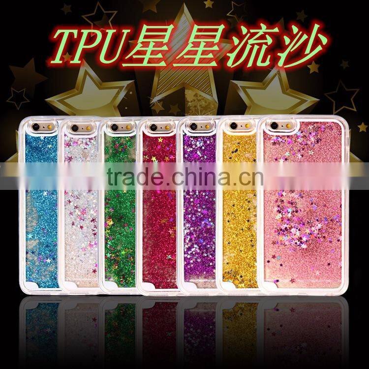 Glitter Bling Stars Liquid Novelty Colourful Tpu Phone Case For apple iphone 6 6s plus