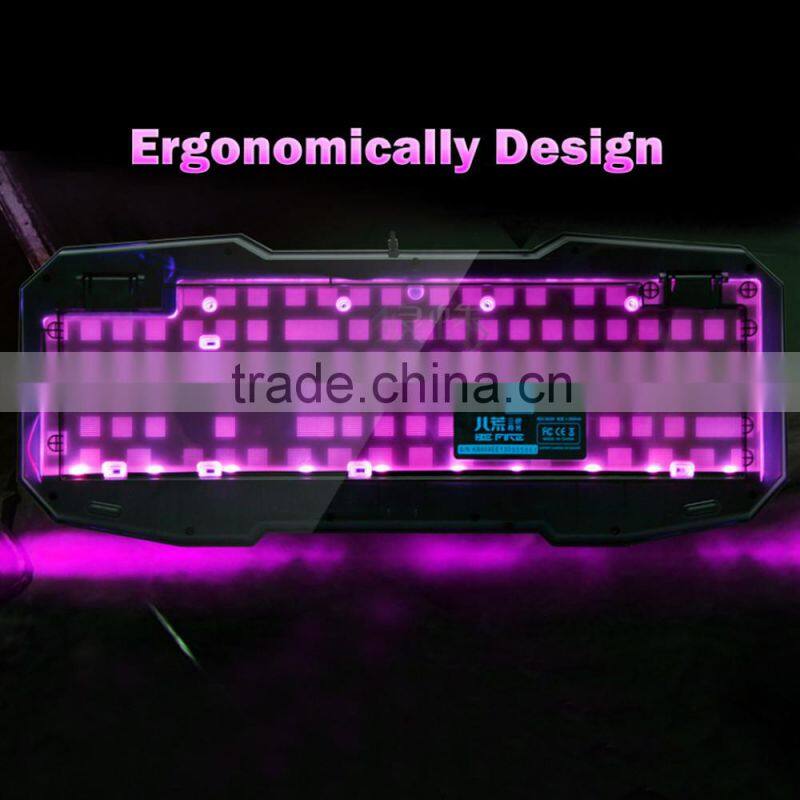2015 New LED Illuminated Ergonomic Gaming Keyboard USB Multimedia Backlight Backlit Ultra-thin Keyboard