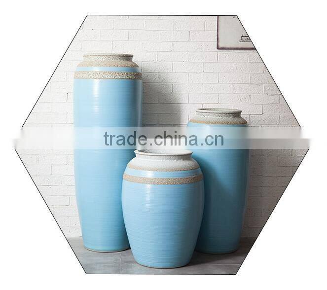 Set of 3 porcelain blue vase trendy for wedding decoration