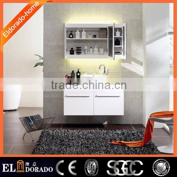 Tile small Multi-Layer solid wood bathroom mirror vanity cabinet