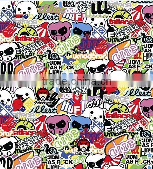 China Colorful car wrap hydrographic film sticker bomb
