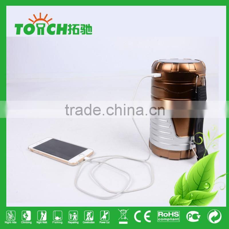 New Product Promotion Solar Rechargeable LED Lantern Flashlight Camping Light with 3w Flashlight Outdoor Camping Lamp