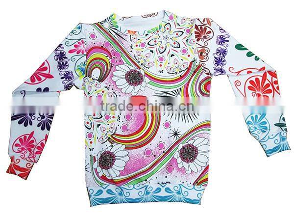Pullover girls sweatshirts with pattern,white girl hood jacket