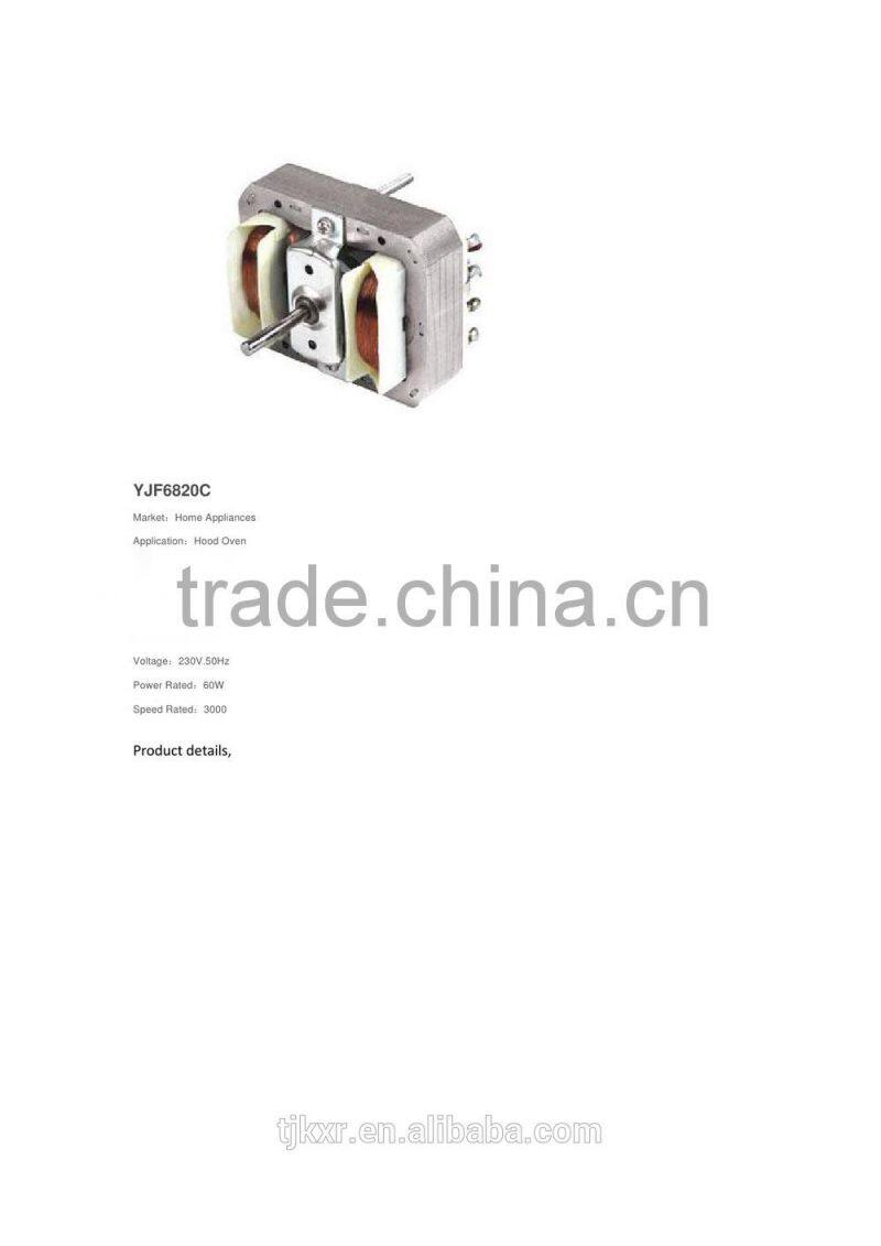 CE, ROHS approved YJ6825 single phase shaded pole motor