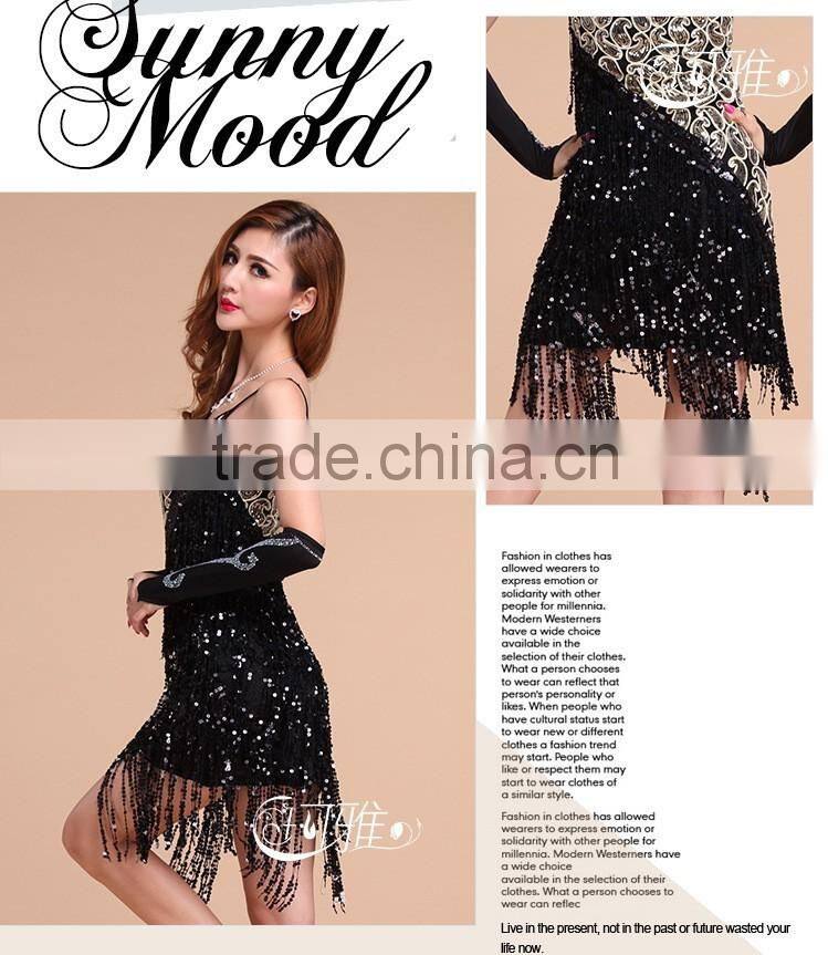 2016 High quality sexy shining tassel adult latin dance dress for women latin dance costumes on sale