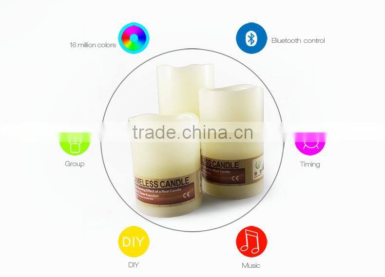 IOS Android Smartphone Controlled RGB remote control led candle wax