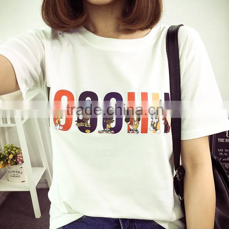 Korean cartoon letter picture short sleeve T-shirt