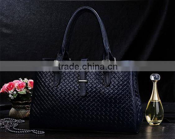 Lastest women big designer woven shoulder bag genuine leather tote bag