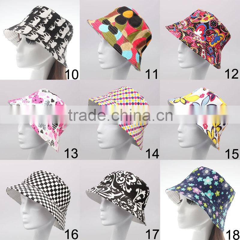 lady floral print bucket hat sun cap