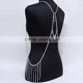Gold And Silver Plated Long Necklace Fashionable Body Chain Jewelry