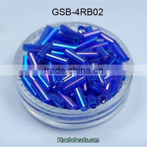 Wholesale Fashion 4mm Rainbow Colors Bugle Decorative Glass Beads GSB-4RB07