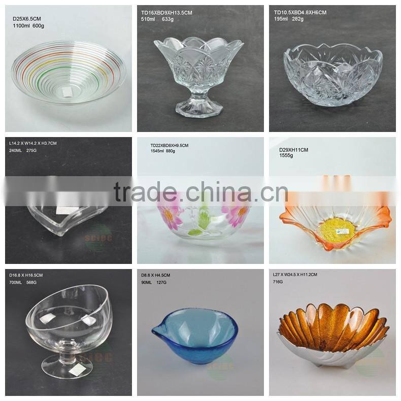 wide mouth kitchenware clear glass food bowl dinnerware