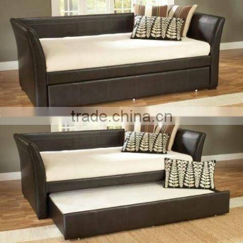 Upholstered Leather Daybed with Trundle