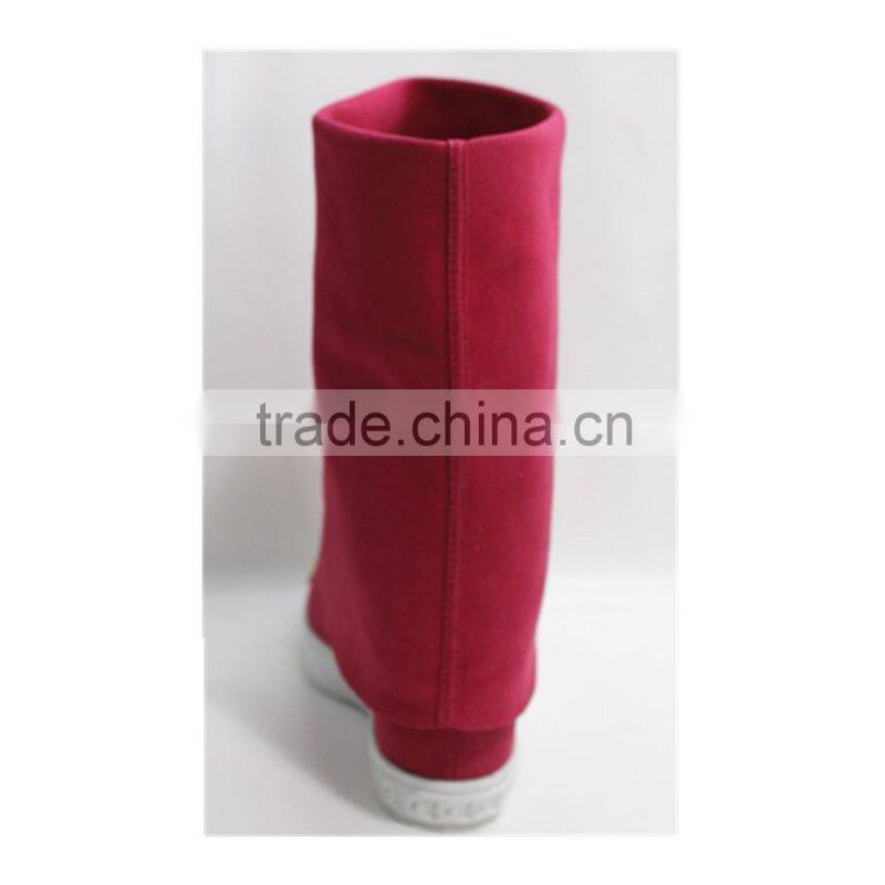 Fashion design hot sale rose suede hidden heel steel toe boots 2015