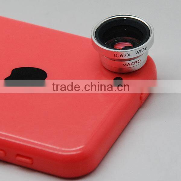 Universal Circle Clip 0.67X wide angel+ macro lens for mobile phone