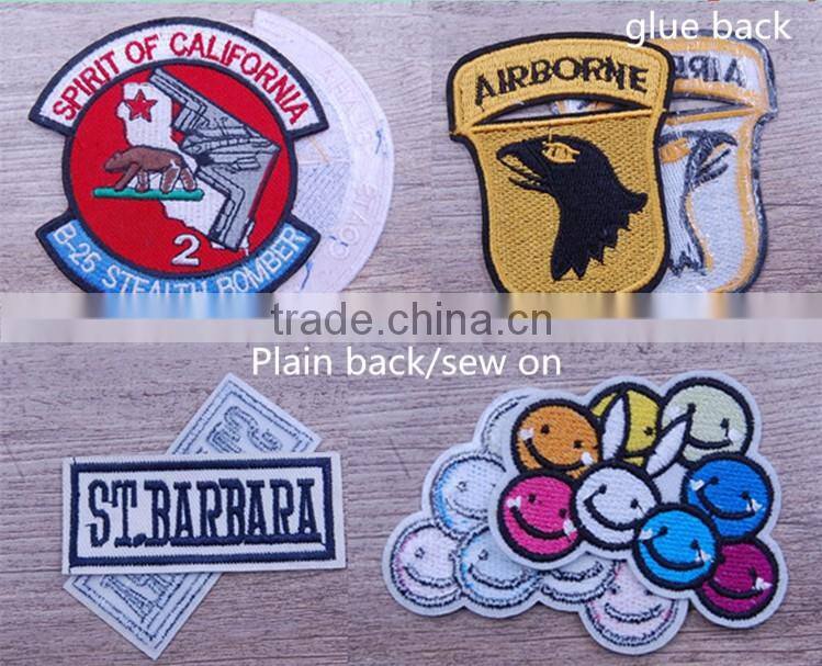 Custom sew on machine woven embroidery star designs badges