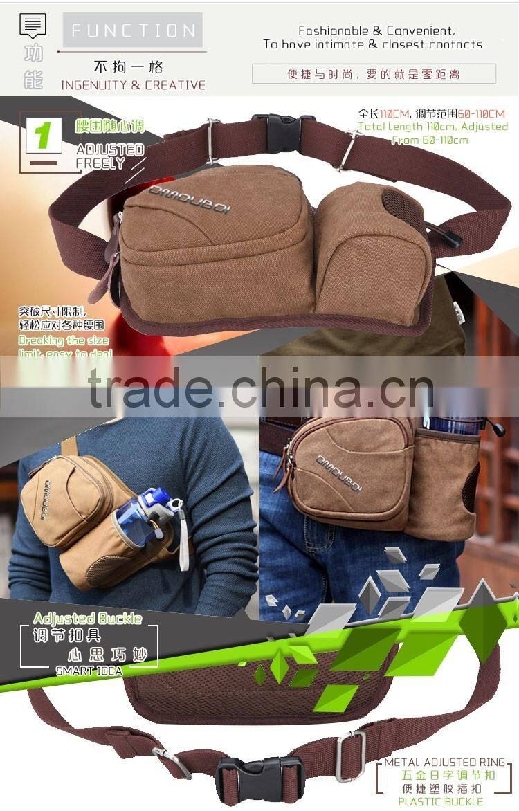 High Quality Multi-function Canvas Bottles & Cans Holster Cross Shoulder & Waist Messenger Bag