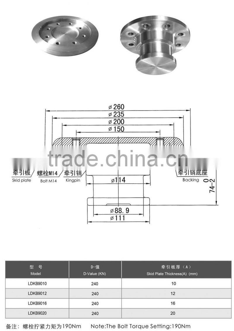 Flated Trailer 3.5 Inch Bolt-in Type Semi Trailer Kingpin Trailer Wheel Lock Towing Equipment
