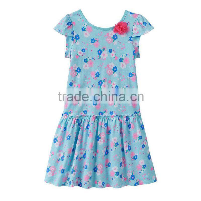 Summer new styled frock short sleeve design cotton dress for baby girl wholesale kids summer dress