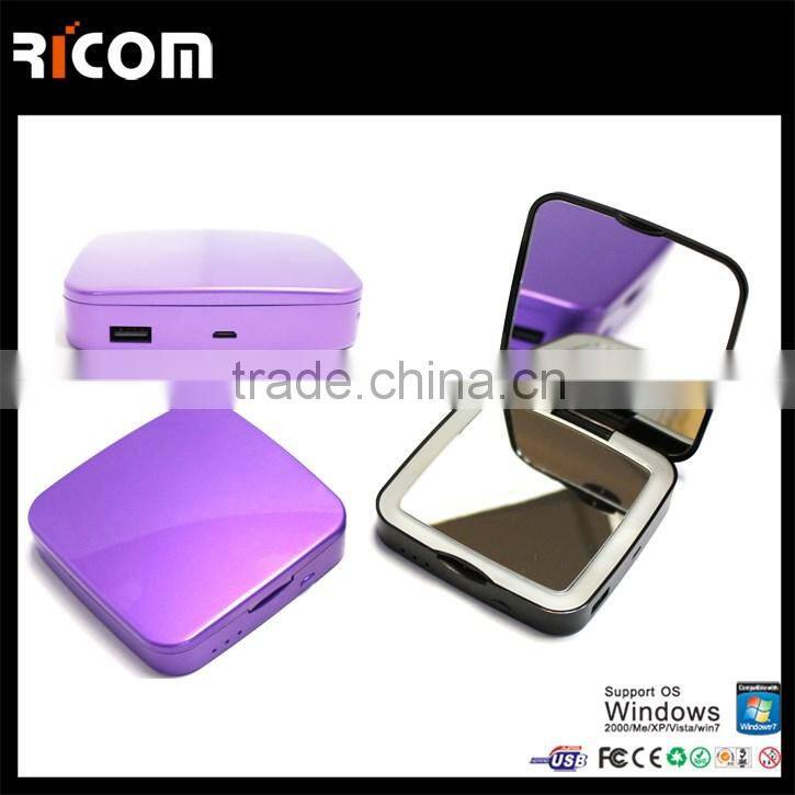 mirror power bank lady make up 3000mah mobile power bank