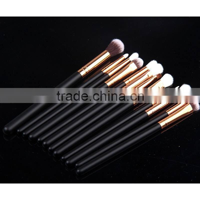 12pcs Eyeshadow Eyeliner Black+gold Brand make up black makeup set kabuki brush wholesale