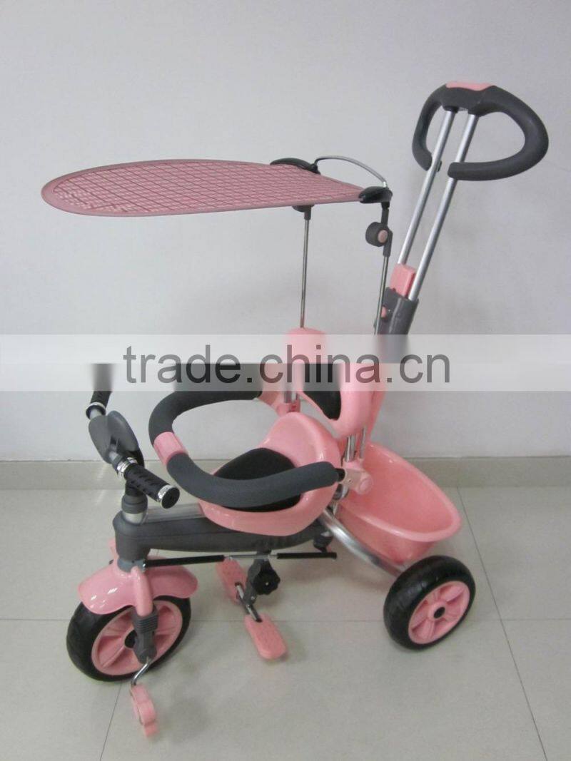 2015 white colros Baby tricycle wtih 3 point safety belt, pass en71cert with good quality keep your baby safe and comfirtable