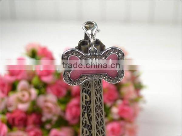 32x20mm pet tags Rhinestone Bone-shaped Necklace Pendant Charm Pet Dog Cat ID Tag