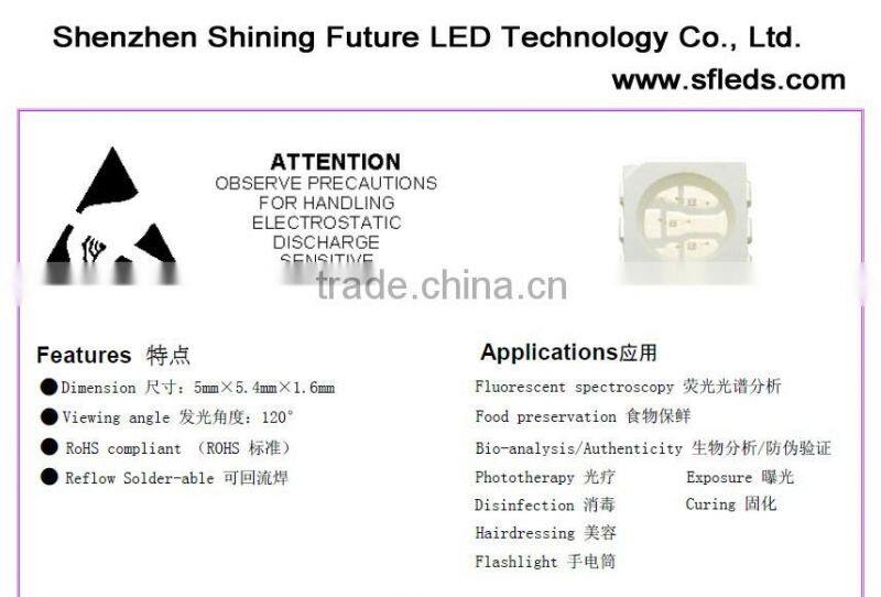 5050 SMD 265nm 280nm 310nm uvc 254nm led germicidal uv led for medical devices