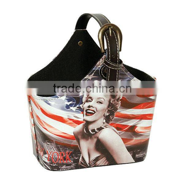 Famous Bulding Print PU Leather Gift Basket