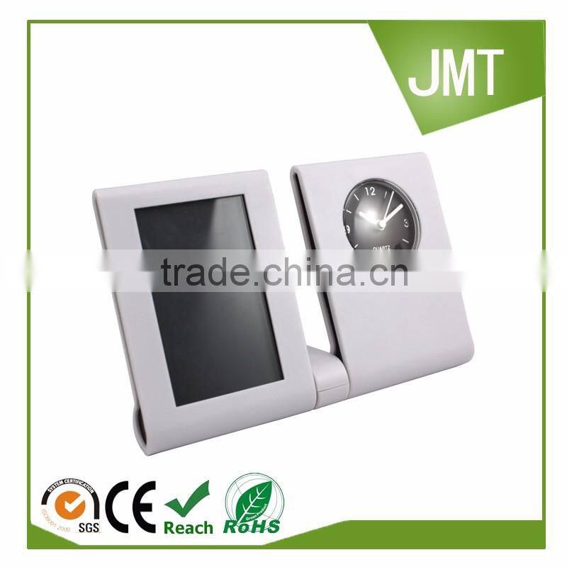 Plastic table clocks with photo frame
