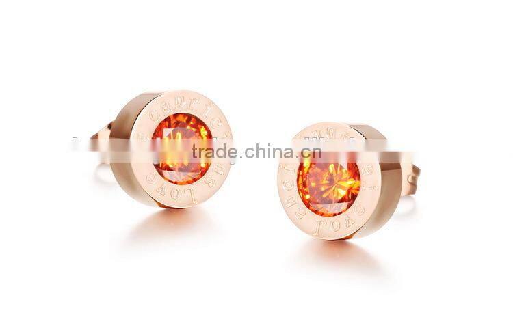 KSTONE Fashion Jewelry Wholesale Rose Gold Round Colorful Diamond Stud Earring