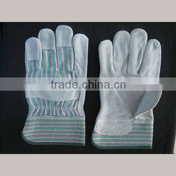 Low price cow split leather rubberized cuff made In China gloves