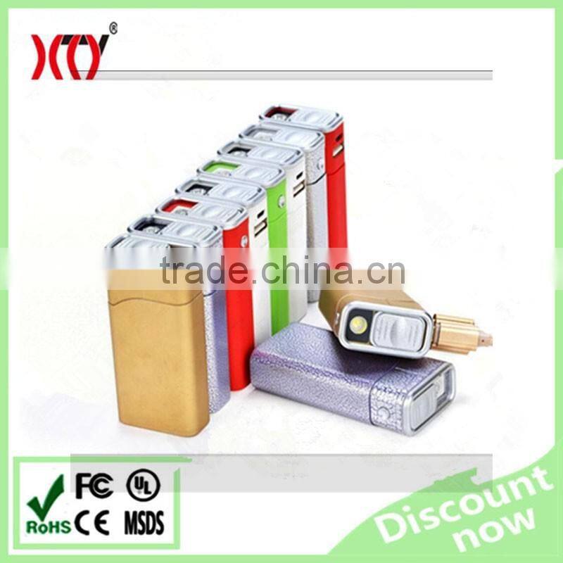 Electronic cigarette lighter and flashlight aluminum shell Portable power bank 5200mah
