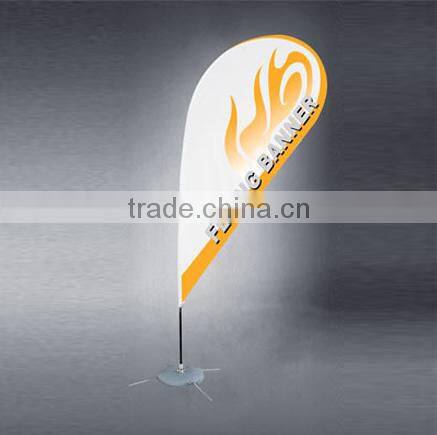 Outdoor beach flag pole , 3.5 m tear drop flying banner stand with cross base and water tank