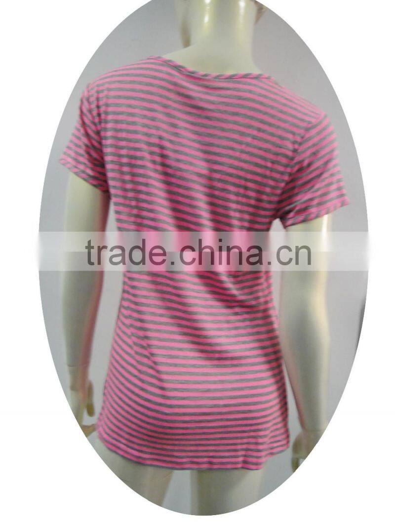 color stripe eyelet lace trim shortie