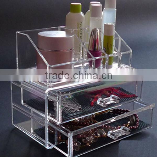 High quality cosmetic display stand lucite cosmetic organizer plexiglass makeup product display