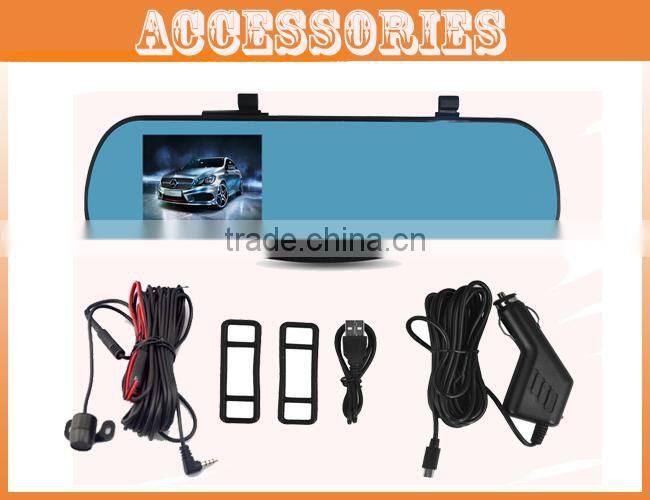 Rear camera mirror car dvr with gps tracking system