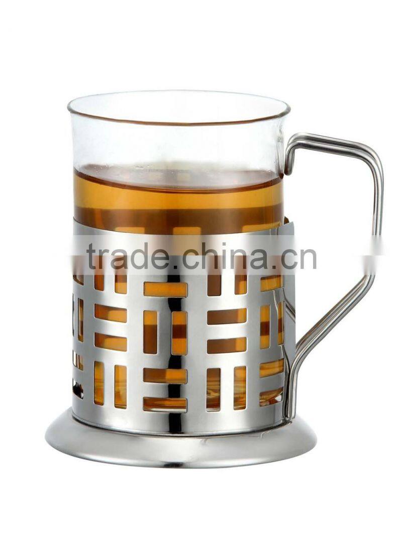 Stainless steel and glass tea cup