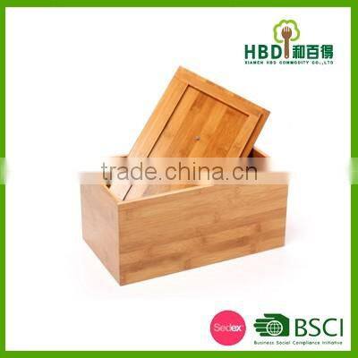 2016 Most popular design bamboo bread bin/wood bread box with lid