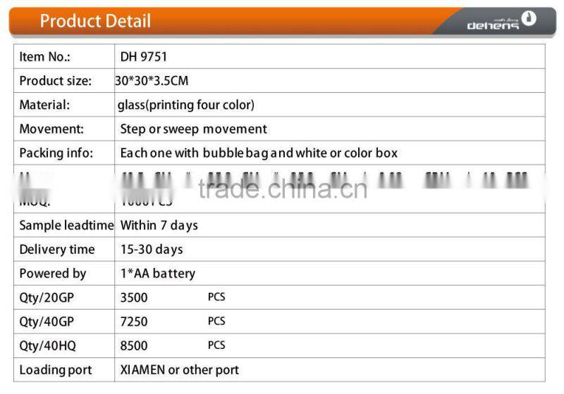 decorative funny glass wall clock with fruit shape design