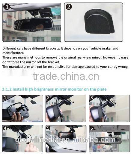 Car compass and temperature rearview mirror with back up camera special for any car