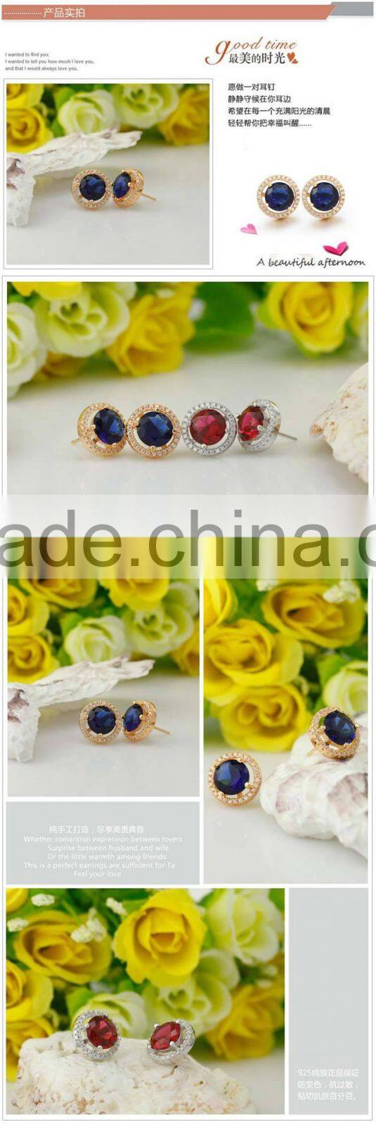 luxery black and red gem stone high fashion 925 sterling silver jewelry earring